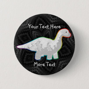 Badge Rond 5 Cm Bouton Rainboved White Dino