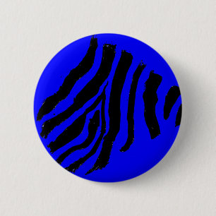 Badge Rond 5 Cm Bouton Rayure de Zèbre (Framboise Bleue)