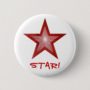 Badge Rond 5 Cm Bouton Red Star 'STAR' blanc