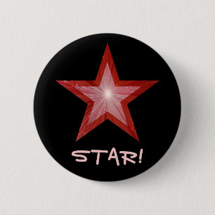 Badge Rond 5 Cm Bouton Red Star 'STAR' en noir