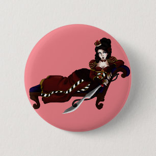 Badge Rond 5 Cm Bouton Reine des Coeurs