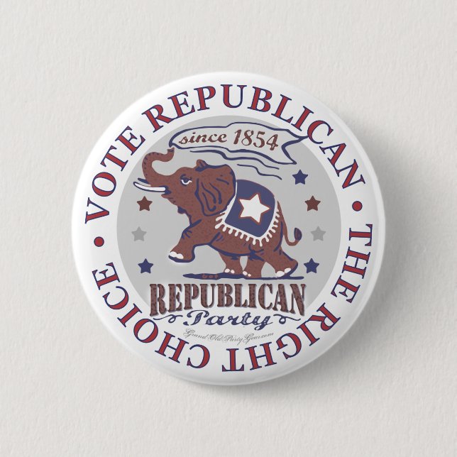 Badge Rond 5 Cm Bouton républicain d'éléphant de vote (Devant)
