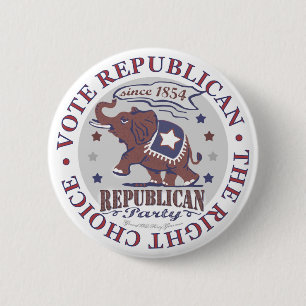 Badge Rond 5 Cm Bouton républicain d'éléphant de vote