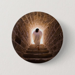 Badge Rond 5 Cm Bouton Résurrection de Jésus Christ