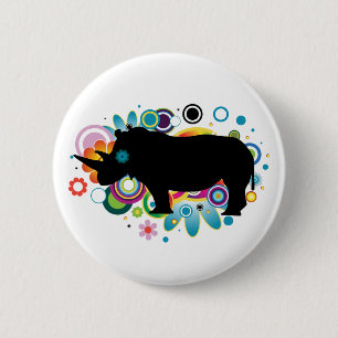 Badge Rond 5 Cm Bouton Rhino Abstrait