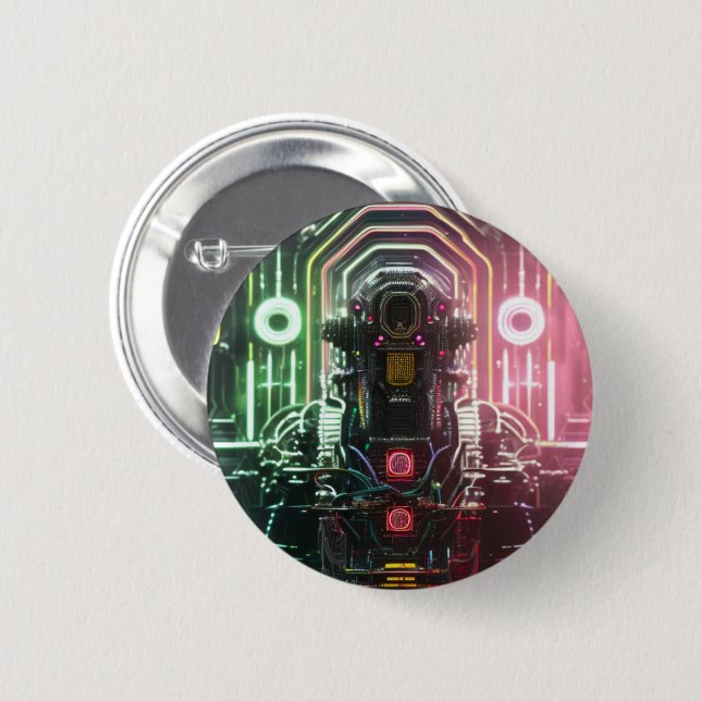 Badge Rond 5 Cm Bouton Robot 1 (Devant & derrière)