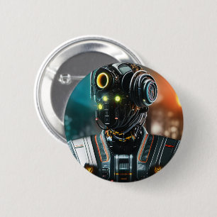 Badge Rond 5 Cm Bouton Robot 3