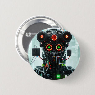 Badge Rond 5 Cm Bouton Robot 5