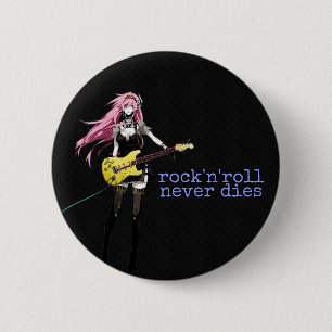 Badge Rond 5 Cm Bouton Roche noire 