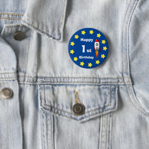 Badge Rond 5 Cm Bouton - Rocketship 1er anniversaire