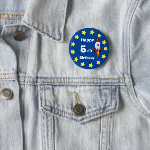 Badge Rond 5 Cm Bouton - Rocketship 5e anniversaire