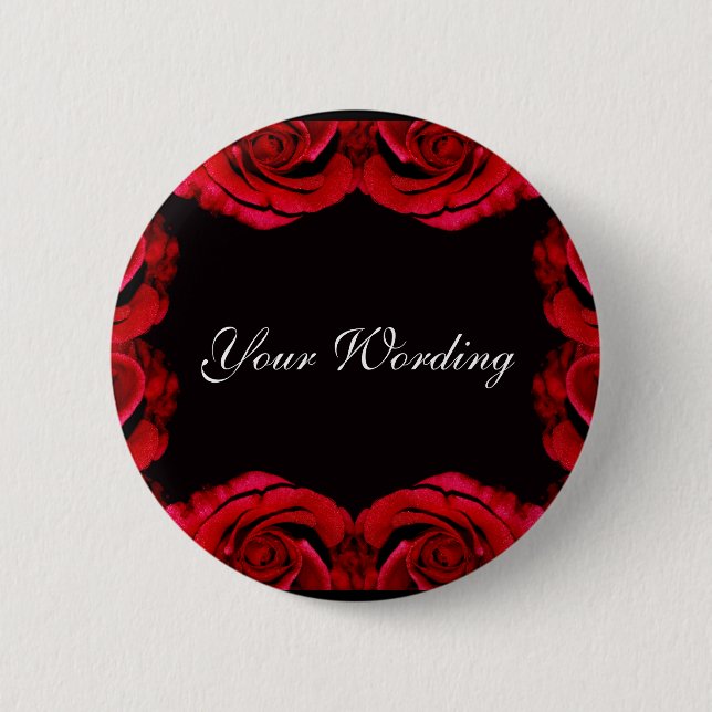 Badge Rond 5 Cm Bouton romantique de roses rouges (customisez (Devant)