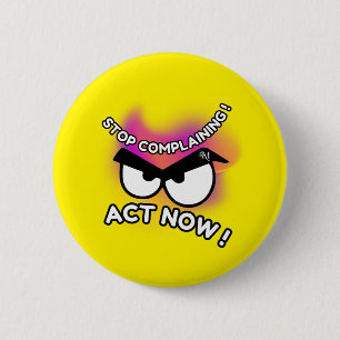 Badge Rond 5 Cm Bouton rond : Agir maintenant (jaune)