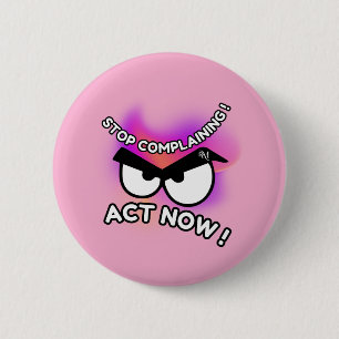 Badge Rond 5 Cm Bouton rond : Agir maintenant (rose)