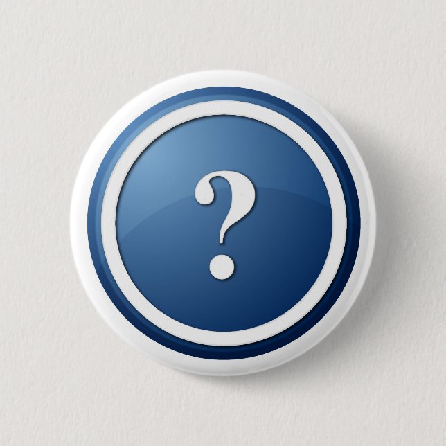 Badge Rond 5 Cm bouton rond bleu de point d'interrogation (Devant)