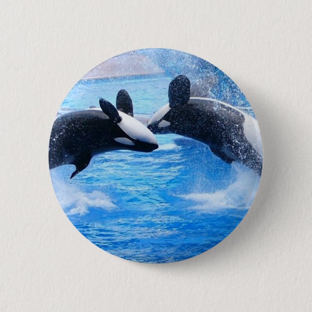 Badge Rond 5 Cm Bouton rond de photo de baleine (Devant)