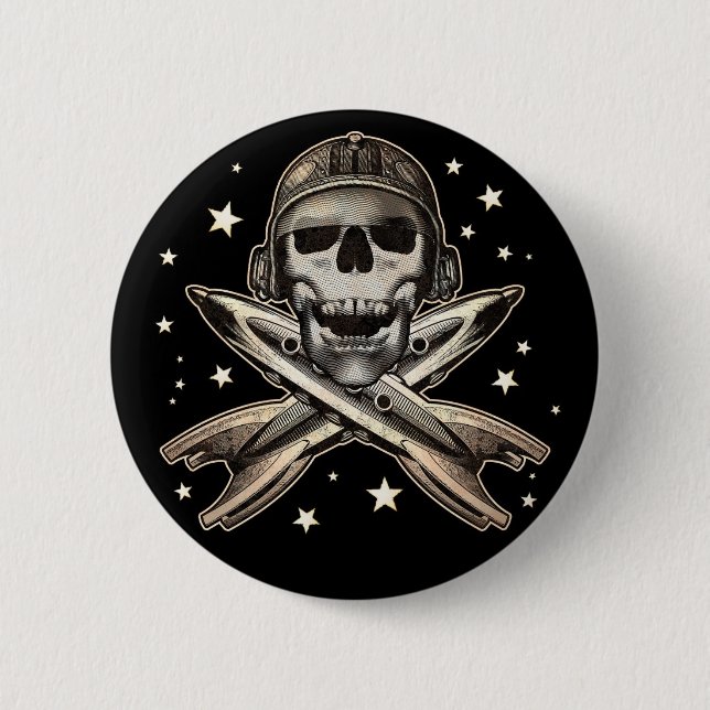 Badge Rond 5 Cm Bouton rond de pirate de l'espace (Devant)