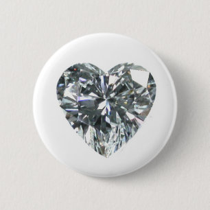 Badge Rond 5 Cm Bouton rond du coeur de diamant