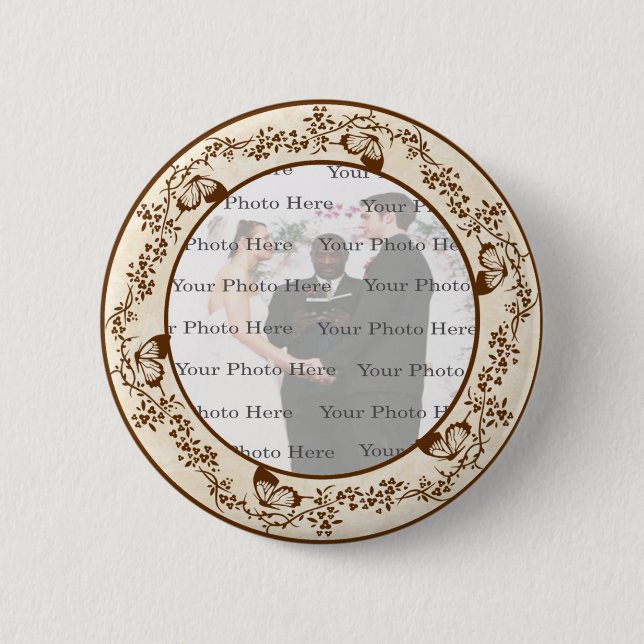 Badge Rond 5 Cm Bouton rond élégant papillon (Devant)
