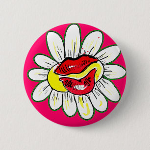 Badge Rond 5 Cm Bouton rond FLOWER KISS POWER