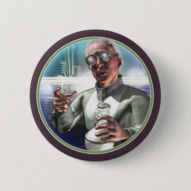 Badge Rond 5 Cm Bouton rond fou du scientifique #1 (Devant)