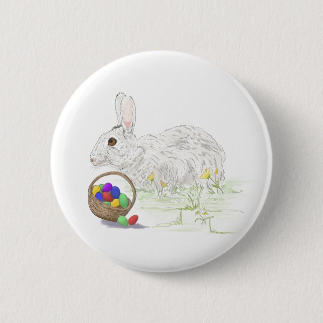 Badge Rond 5 Cm Bouton rond lapin de Pâques (Devant)