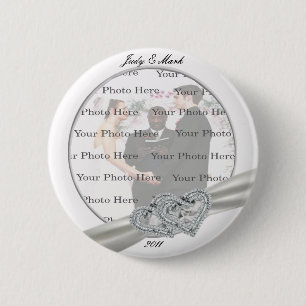 Badge Rond 5 Cm Bouton rond Mariage blanc Coeurs