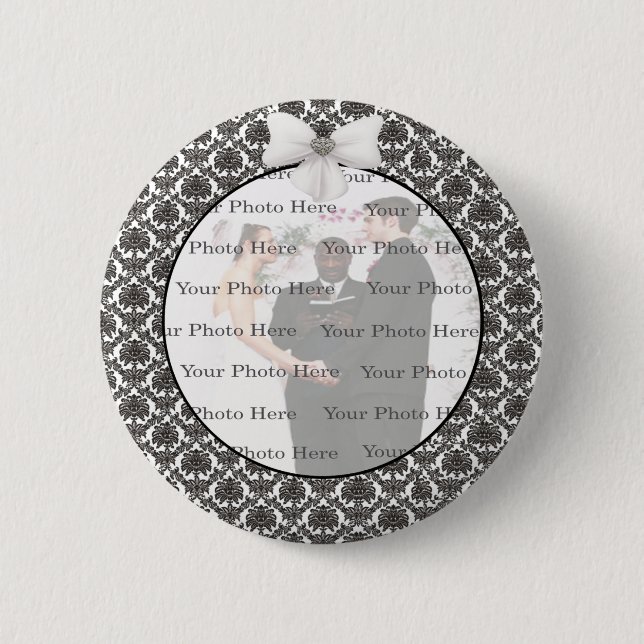 Badge Rond 5 Cm Bouton rond Mariage Damask Elegance (Devant)