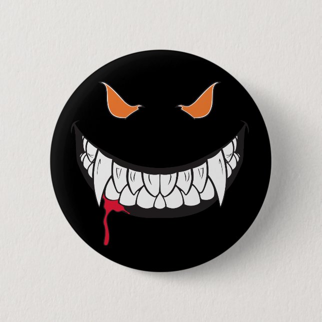 Badge Rond 5 Cm Bouton rond noir Monster Grin (Devant)