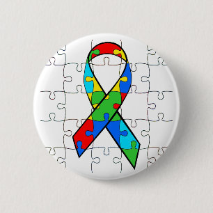 Badge Rond 5 Cm BOUTON ROND sensibilisation sur l'autisme RIBBON