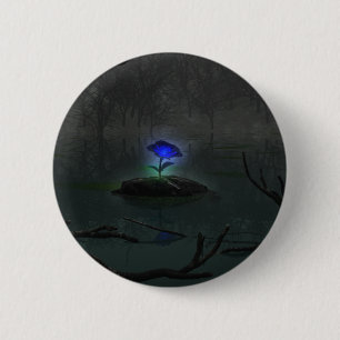 Badge Rond 5 Cm Bouton Rose bleu