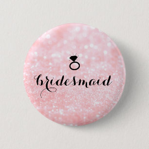 Badge Rond 5 Cm Bouton - rose de Bling d'anneau de parties