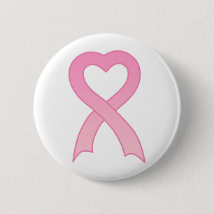 Badge Rond 5 Cm Bouton rose de coeur de ruban