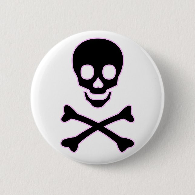 Badge Rond 5 Cm Bouton rose de crâne (Devant)