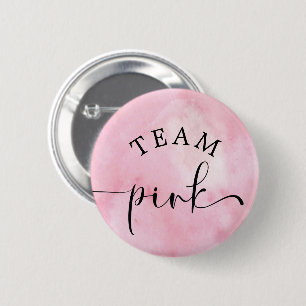 Badge Rond 5 Cm Bouton rose de l'équipe d'aquarelle