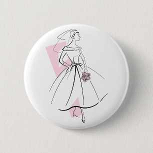 Badge Rond 5 Cm Bouton Rose de mariée de mode
