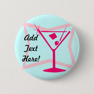 Badge Rond 5 Cm Bouton rose de Martini