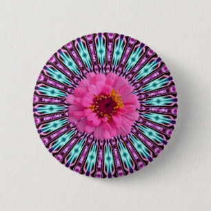 Badge Rond 5 Cm Bouton rose en cristal