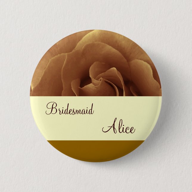 Badge Rond 5 Cm Bouton rose et crème de chocolat de mariage de (Devant)