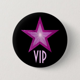 Badge Rond 5 Cm Bouton rose étoile 'VIP' noir