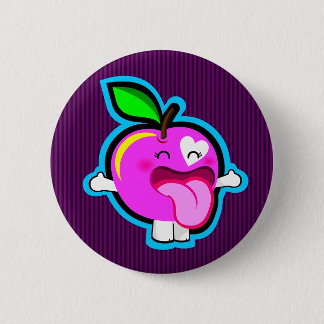 Badge Rond 5 Cm Bouton rose heureux de pomme (Devant)