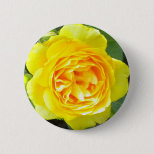 Badge Rond 5 Cm Bouton rose jaune