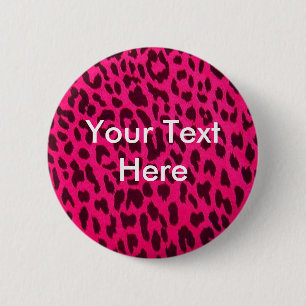 Badge Rond 5 Cm Bouton rose simple d'empreinte de léopard