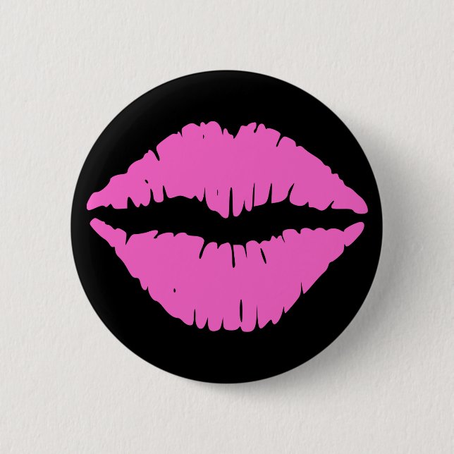 Badge Rond 5 Cm Bouton rouge à lèvres rose (Devant)