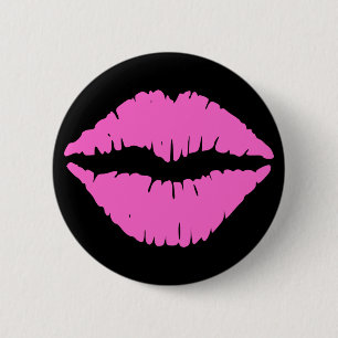 Badge Rond 5 Cm Bouton rouge à lèvres rose