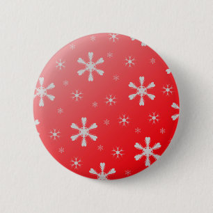 Badge Rond 5 Cm Bouton rouge de flocon de neige
