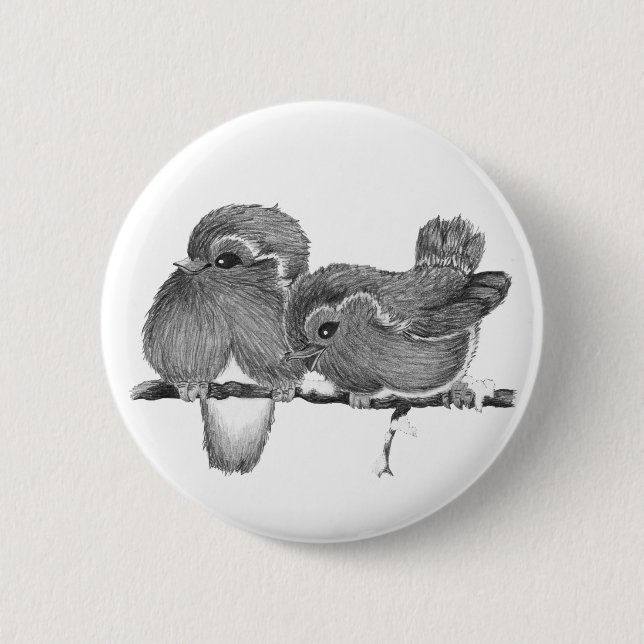 Badge Rond 5 Cm Bouton rouge de merles (Devant)
