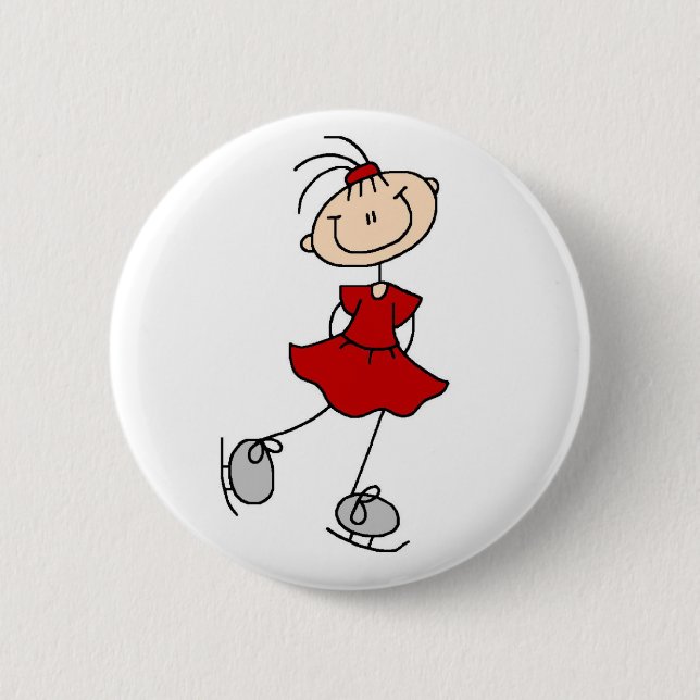 Badge Rond 5 Cm Bouton rouge de patineur artistique (Devant)