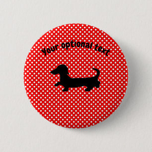 Badge Rond 5 Cm Bouton rouge et blanc Dachshund