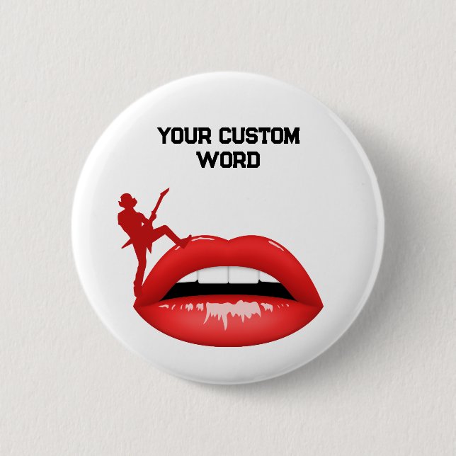 Badge Rond 5 Cm Bouton Rouge et Guitariste | Correctifs (Devant)